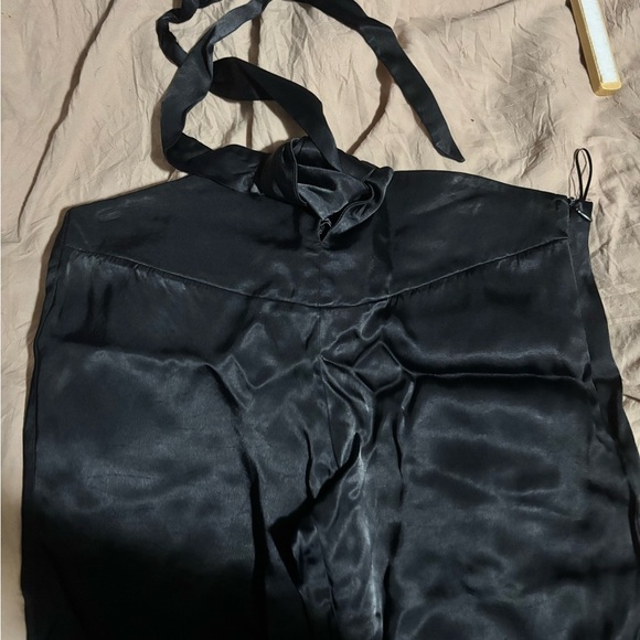 Zara Black Straight Leg Pants with High-Waisted Tie Design medium - Picture 5 of 11